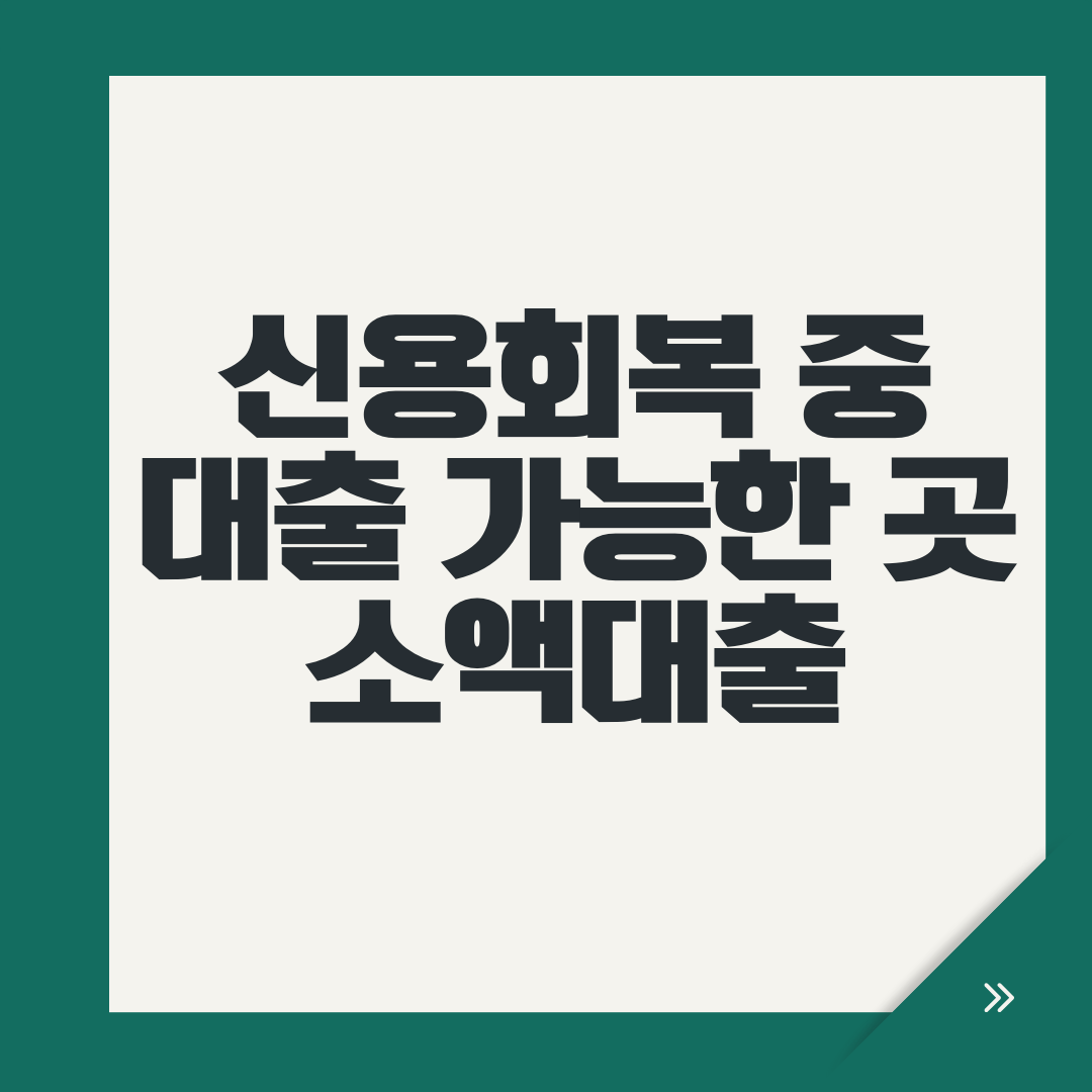 신용회복 중 대출 가능한 곳