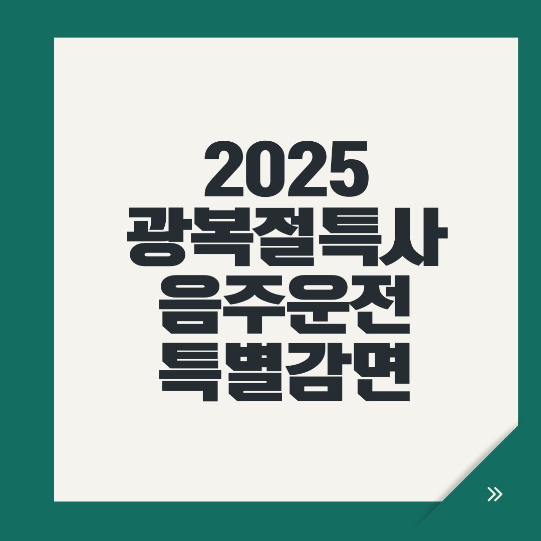 2025 광복절특사 음주운전 특별감면
