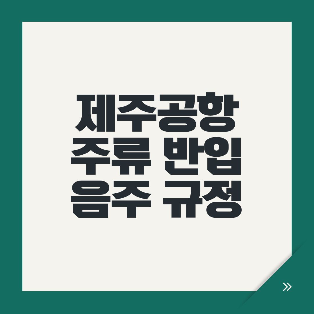 제주공항 주류 반입 음주 규정